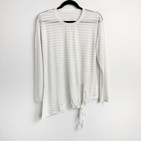 Lululemon Tie Your Practice Long Sleeve Top In White - Picture 5 of 13
